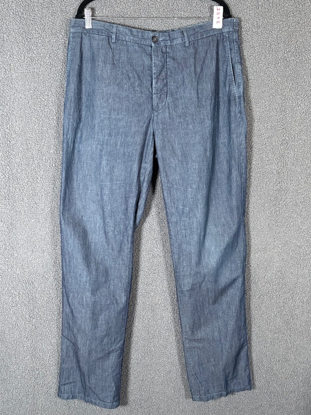Ermenegildo Zegna Chambray Flat Front Button Fly Chino Pants - Men's Size IT 54